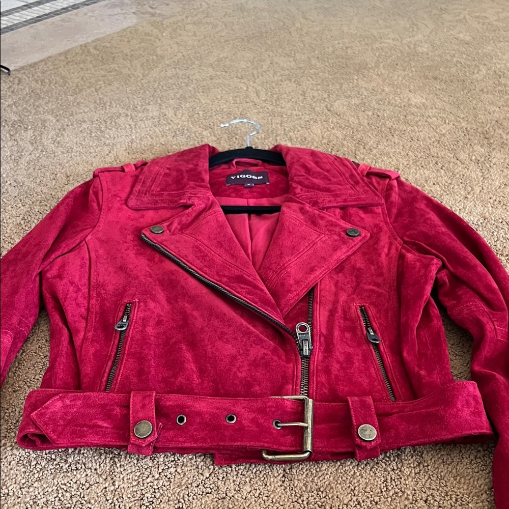 Vigoss Women's Vibrant Red Leather Jacket